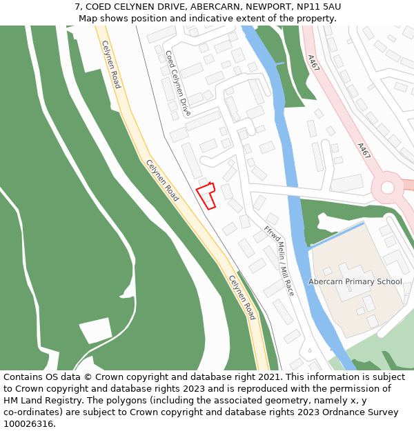 7, COED CELYNEN DRIVE, ABERCARN, NEWPORT, NP11 5AU: Location map and indicative extent of plot