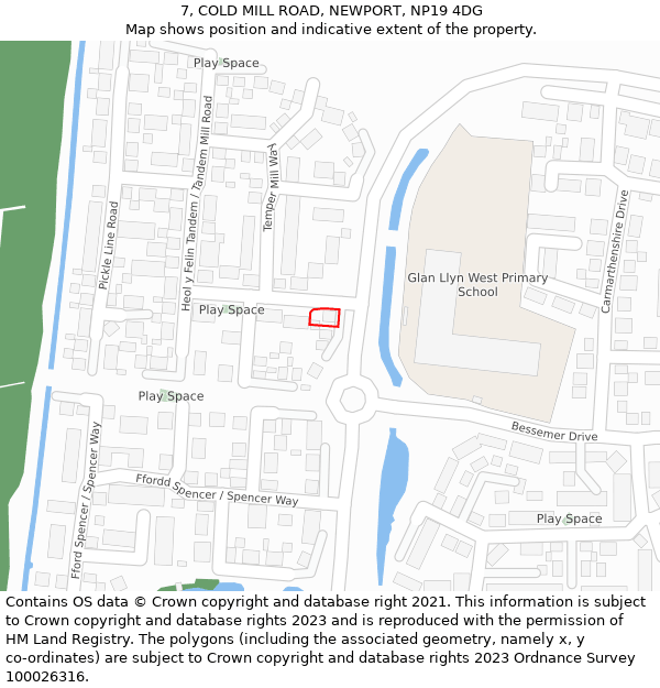 7, COLD MILL ROAD, NEWPORT, NP19 4DG: Location map and indicative extent of plot