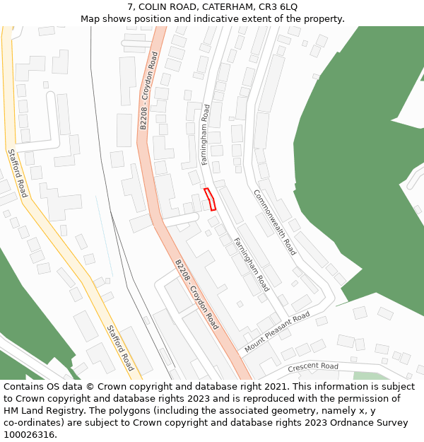 7, COLIN ROAD, CATERHAM, CR3 6LQ: Location map and indicative extent of plot