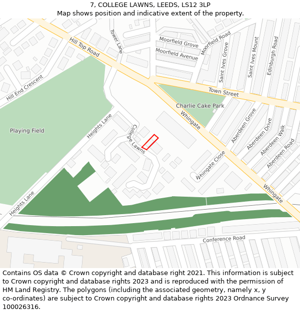 7, COLLEGE LAWNS, LEEDS, LS12 3LP: Location map and indicative extent of plot