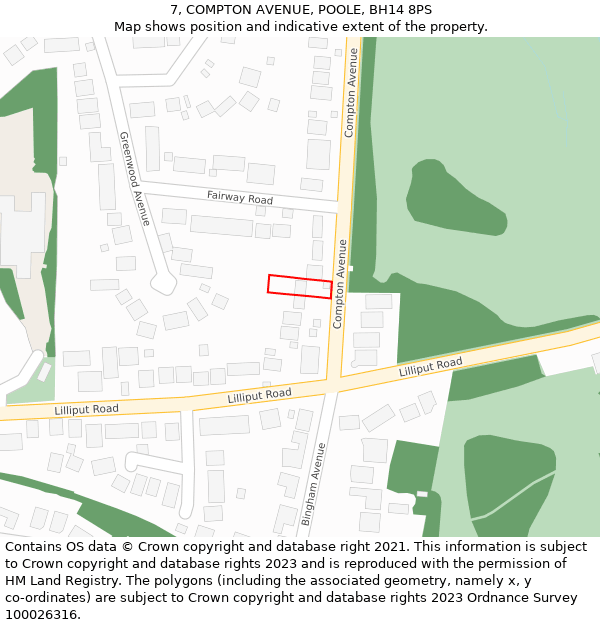 7, COMPTON AVENUE, POOLE, BH14 8PS: Location map and indicative extent of plot