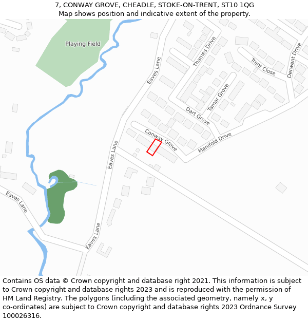7, CONWAY GROVE, CHEADLE, STOKE-ON-TRENT, ST10 1QG: Location map and indicative extent of plot