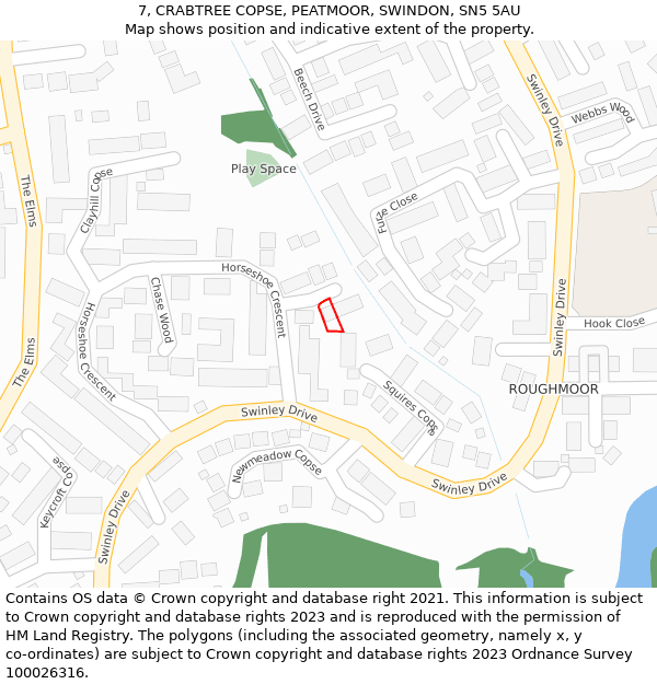 7, CRABTREE COPSE, PEATMOOR, SWINDON, SN5 5AU: Location map and indicative extent of plot