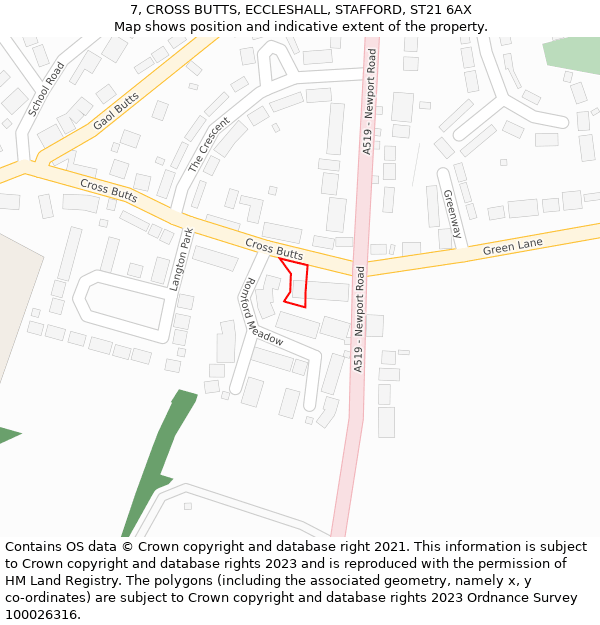 7, CROSS BUTTS, ECCLESHALL, STAFFORD, ST21 6AX: Location map and indicative extent of plot