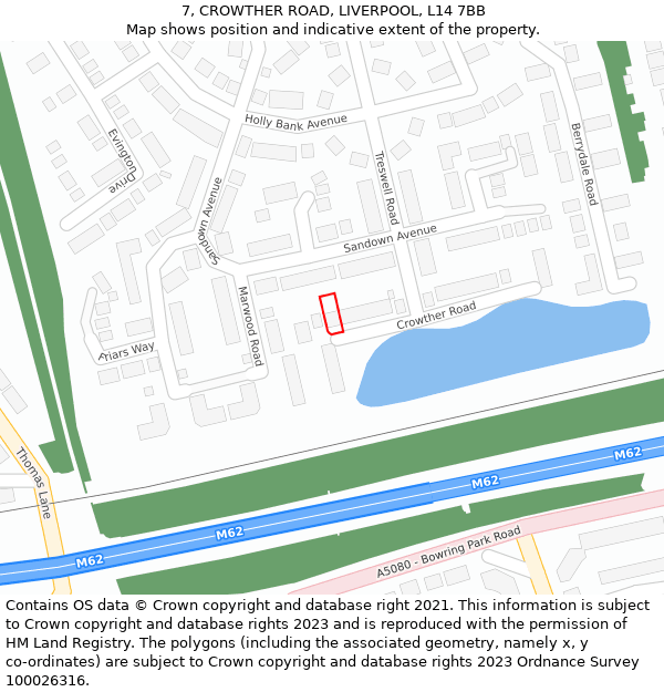 7, CROWTHER ROAD, LIVERPOOL, L14 7BB: Location map and indicative extent of plot