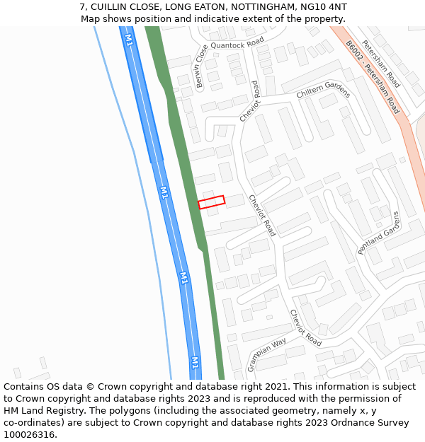 7, CUILLIN CLOSE, LONG EATON, NOTTINGHAM, NG10 4NT: Location map and indicative extent of plot