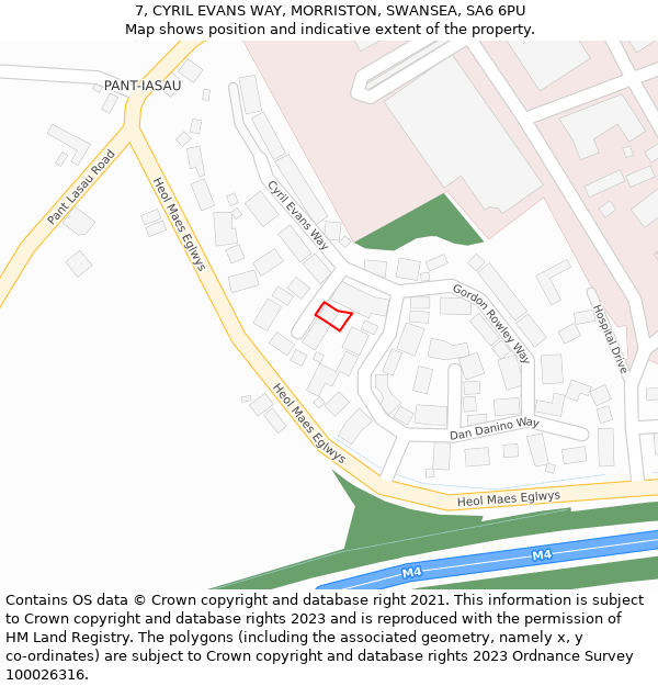 7, CYRIL EVANS WAY, MORRISTON, SWANSEA, SA6 6PU: Location map and indicative extent of plot