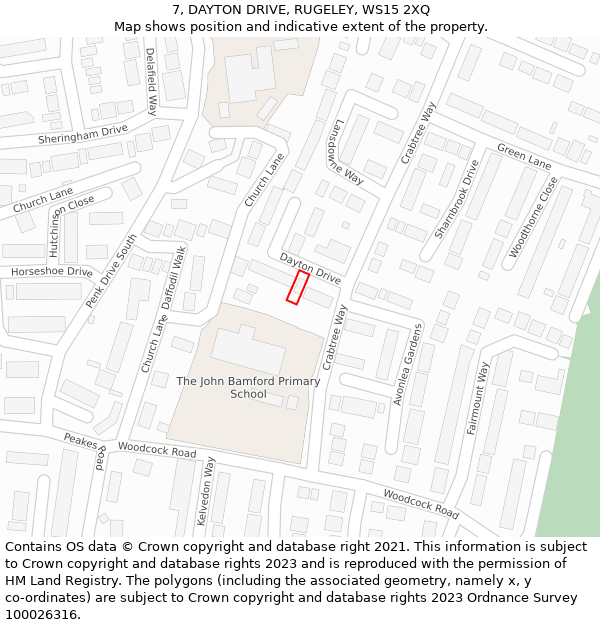 7, DAYTON DRIVE, RUGELEY, WS15 2XQ: Location map and indicative extent of plot