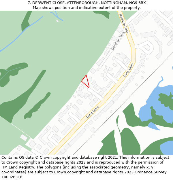 7, DERWENT CLOSE, ATTENBOROUGH, NOTTINGHAM, NG9 6BX: Location map and indicative extent of plot