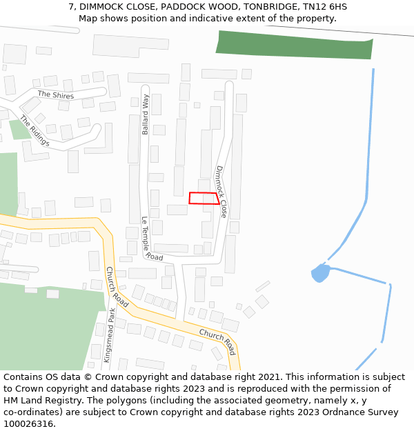 7, DIMMOCK CLOSE, PADDOCK WOOD, TONBRIDGE, TN12 6HS: Location map and indicative extent of plot