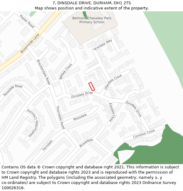 7, DINSDALE DRIVE, DURHAM, DH1 2TS: Location map and indicative extent of plot
