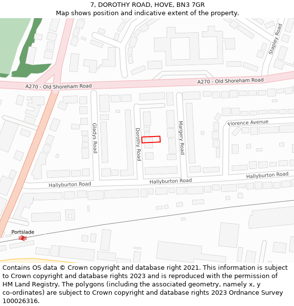 7, DOROTHY ROAD, HOVE, BN3 7GR: Location map and indicative extent of plot