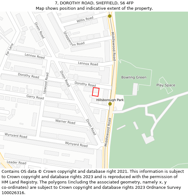 7, DOROTHY ROAD, SHEFFIELD, S6 4FP: Location map and indicative extent of plot