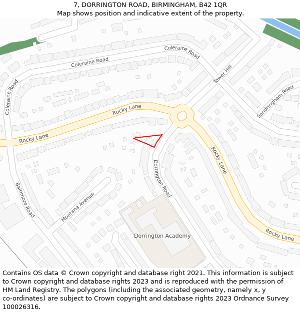 7, DORRINGTON ROAD, BIRMINGHAM, B42 1QR: Location map and indicative extent of plot