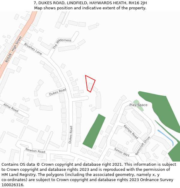 7, DUKES ROAD, LINDFIELD, HAYWARDS HEATH, RH16 2JH: Location map and indicative extent of plot