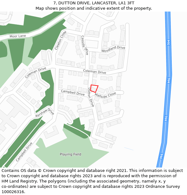 7, DUTTON DRIVE, LANCASTER, LA1 3FT: Location map and indicative extent of plot
