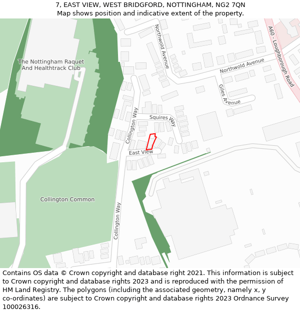7, EAST VIEW, WEST BRIDGFORD, NOTTINGHAM, NG2 7QN: Location map and indicative extent of plot