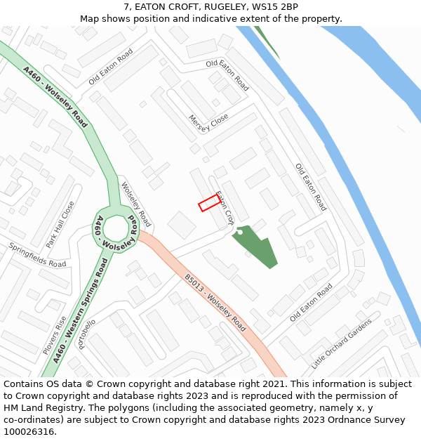 7, EATON CROFT, RUGELEY, WS15 2BP: Location map and indicative extent of plot