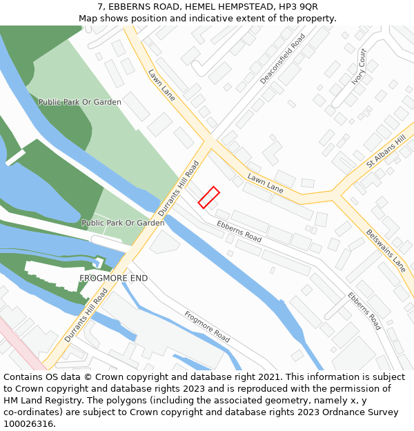 7, EBBERNS ROAD, HEMEL HEMPSTEAD, HP3 9QR: Location map and indicative extent of plot