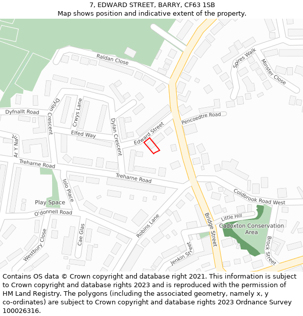 7, EDWARD STREET, BARRY, CF63 1SB: Location map and indicative extent of plot