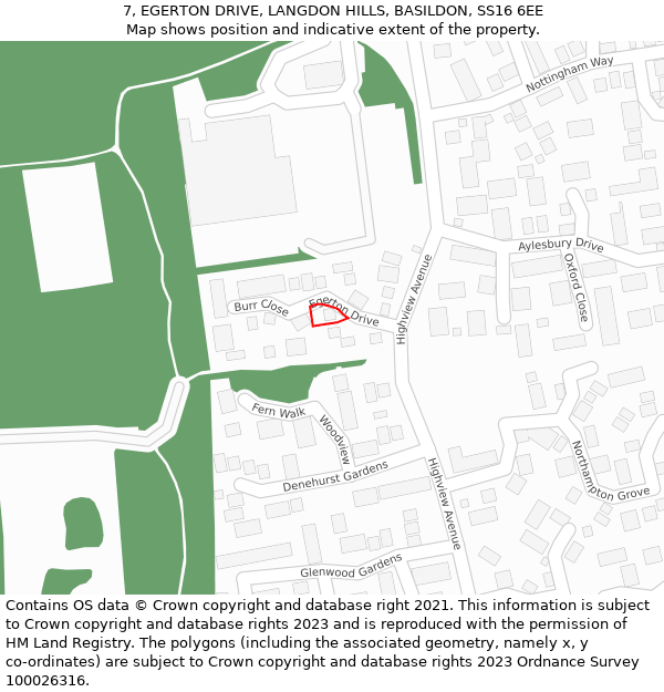 7, EGERTON DRIVE, LANGDON HILLS, BASILDON, SS16 6EE: Location map and indicative extent of plot