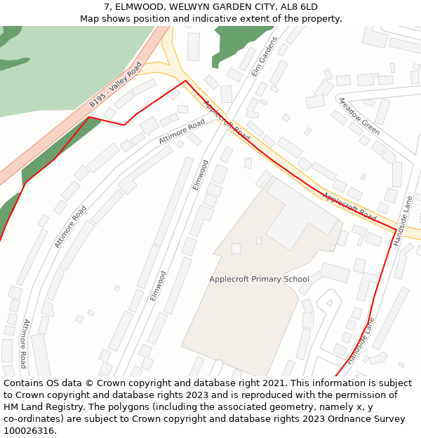 7, ELMWOOD, WELWYN GARDEN CITY, AL8 6LD: Location map and indicative extent of plot