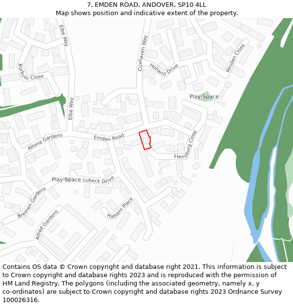 7, EMDEN ROAD, ANDOVER, SP10 4LL: Location map and indicative extent of plot