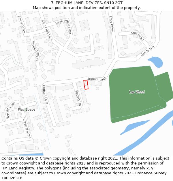 7, ERGHUM LANE, DEVIZES, SN10 2GT: Location map and indicative extent of plot