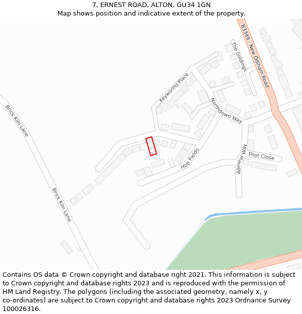 7, ERNEST ROAD, ALTON, GU34 1GN: Location map and indicative extent of plot