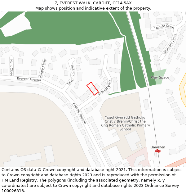 7, EVEREST WALK, CARDIFF, CF14 5AX: Location map and indicative extent of plot
