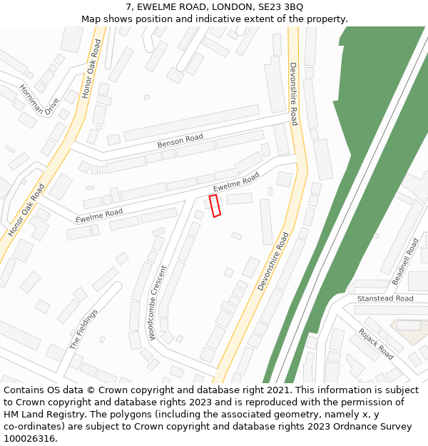 7, EWELME ROAD, LONDON, SE23 3BQ: Location map and indicative extent of plot