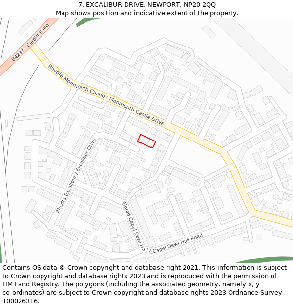 7, EXCALIBUR DRIVE, NEWPORT, NP20 2QQ: Location map and indicative extent of plot