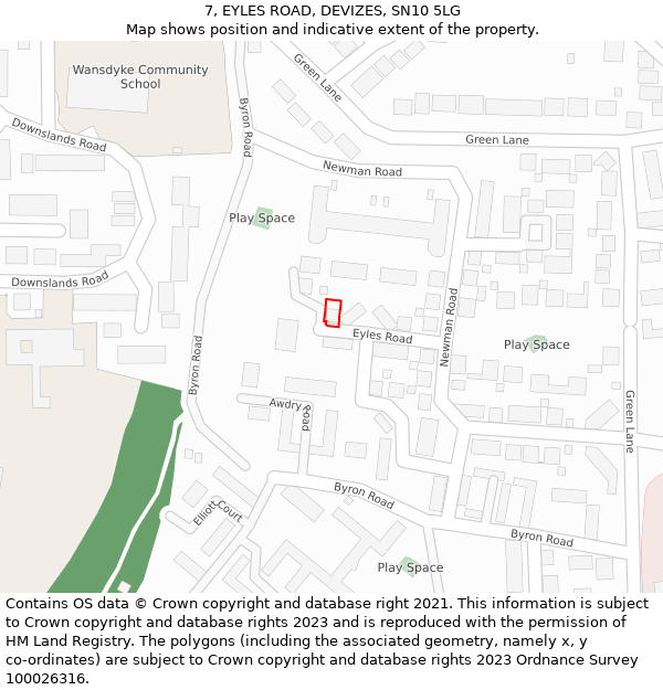 7, EYLES ROAD, DEVIZES, SN10 5LG: Location map and indicative extent of plot