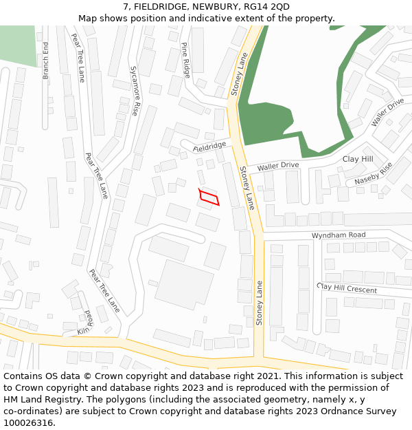 7, FIELDRIDGE, NEWBURY, RG14 2QD: Location map and indicative extent of plot