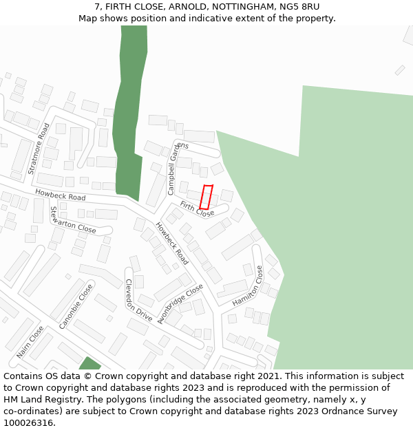 7, FIRTH CLOSE, ARNOLD, NOTTINGHAM, NG5 8RU: Location map and indicative extent of plot