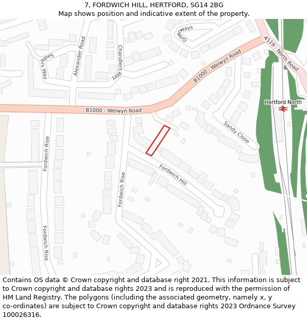 7, FORDWICH HILL, HERTFORD, SG14 2BG: Location map and indicative extent of plot