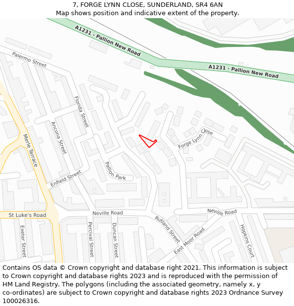 7, FORGE LYNN CLOSE, SUNDERLAND, SR4 6AN: Location map and indicative extent of plot