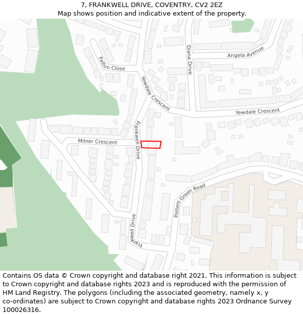 7, FRANKWELL DRIVE, COVENTRY, CV2 2EZ: Location map and indicative extent of plot