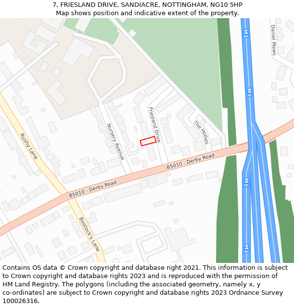 7, FRIESLAND DRIVE, SANDIACRE, NOTTINGHAM, NG10 5HP: Location map and indicative extent of plot