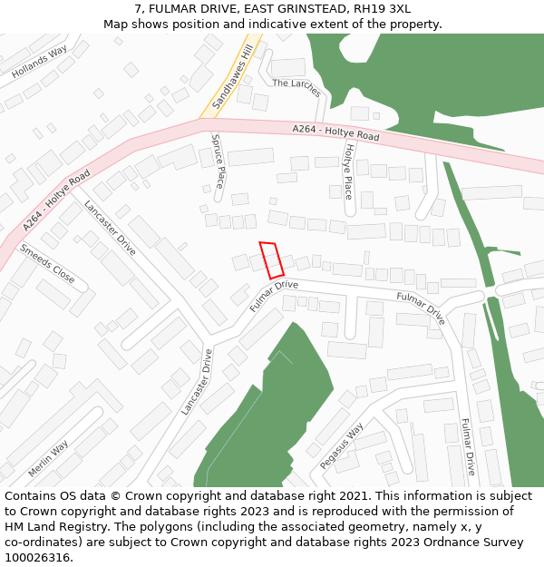 7, FULMAR DRIVE, EAST GRINSTEAD, RH19 3XL: Location map and indicative extent of plot