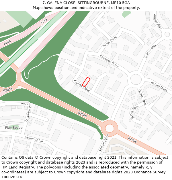 7, GALENA CLOSE, SITTINGBOURNE, ME10 5GA: Location map and indicative extent of plot