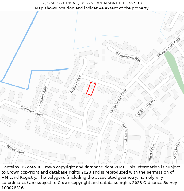 7, GALLOW DRIVE, DOWNHAM MARKET, PE38 9RD: Location map and indicative extent of plot