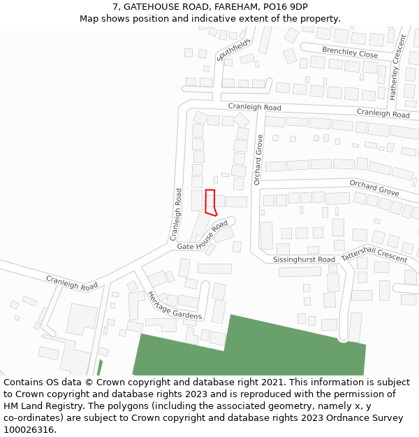 7, GATEHOUSE ROAD, FAREHAM, PO16 9DP: Location map and indicative extent of plot