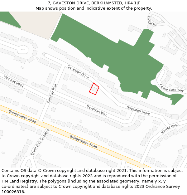 7, GAVESTON DRIVE, BERKHAMSTED, HP4 1JF: Location map and indicative extent of plot