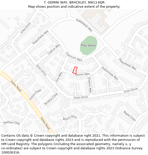 7, GEMINI WAY, BRACKLEY, NN13 6QR: Location map and indicative extent of plot