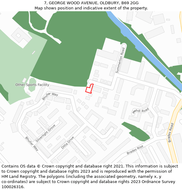 7, GEORGE WOOD AVENUE, OLDBURY, B69 2GG: Location map and indicative extent of plot