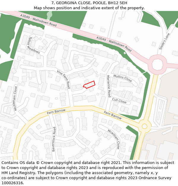 7, GEORGINA CLOSE, POOLE, BH12 5EH: Location map and indicative extent of plot