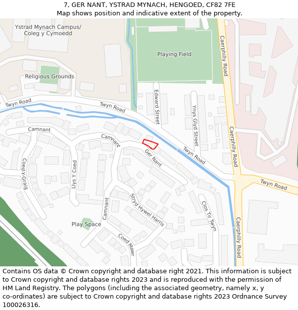 7, GER NANT, YSTRAD MYNACH, HENGOED, CF82 7FE: Location map and indicative extent of plot