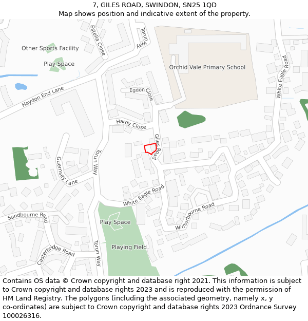 7, GILES ROAD, SWINDON, SN25 1QD: Location map and indicative extent of plot