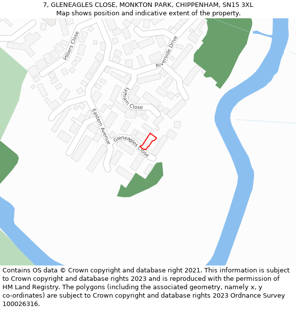 7, GLENEAGLES CLOSE, MONKTON PARK, CHIPPENHAM, SN15 3XL: Location map and indicative extent of plot